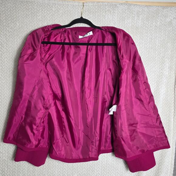 Jones Studio Blazer Women 18W Pink Fuchsia 3 Button Lined Career Jacket Preppy - Picture 7 of 12